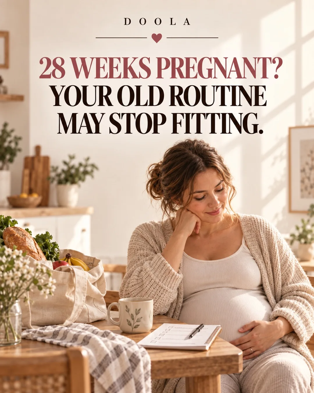 Original Doola carousel cover: 28 weeks pregnant? Your old routine may stop fitting.